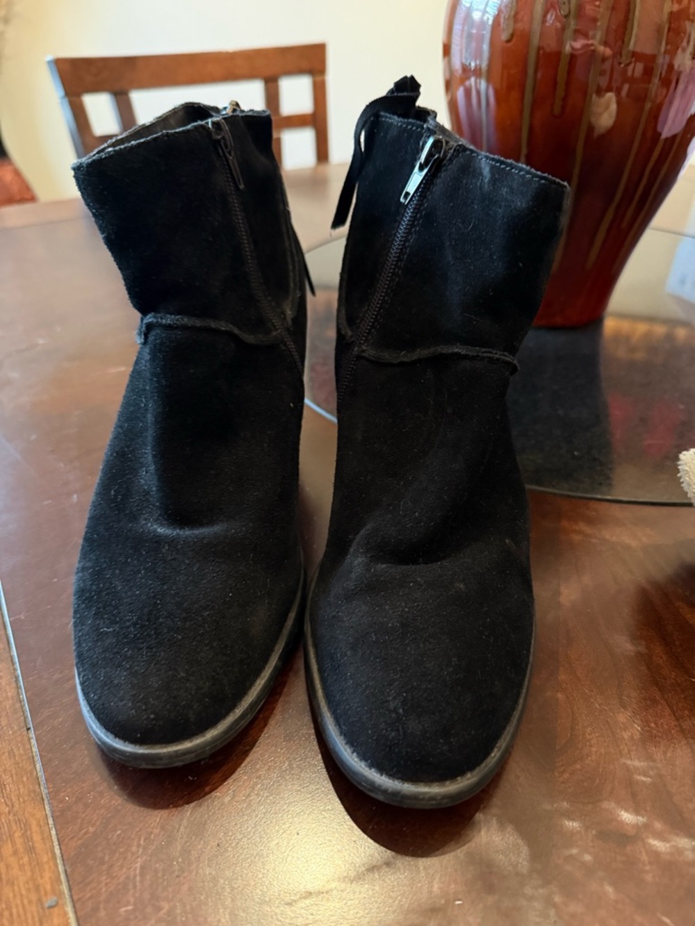 Steve Madden Black Suede Ankle Booties with Side Zip